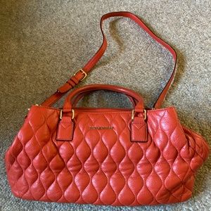 Vera Bradley leather purse, burnt orange,  6 1/2” x 14 1/2” x 8 1/2”